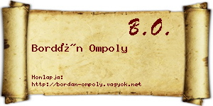 Bordán Ompoly névjegykártya